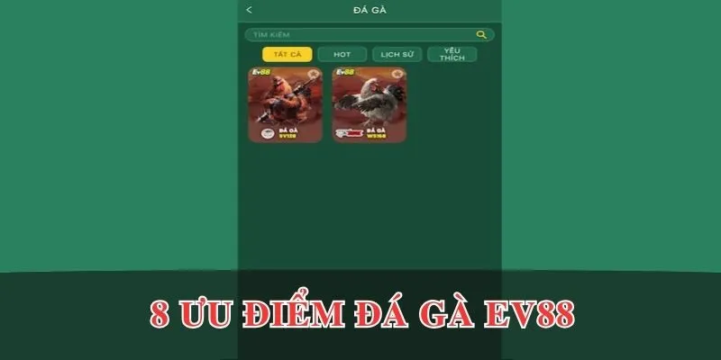8 ưu điểm tuyệt vời của đá gà EV88